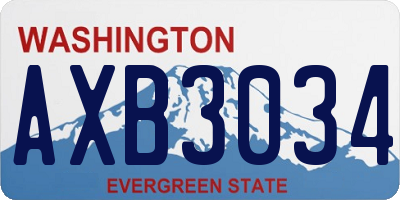 WA license plate AXB3034