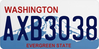 WA license plate AXB3038