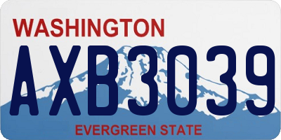 WA license plate AXB3039
