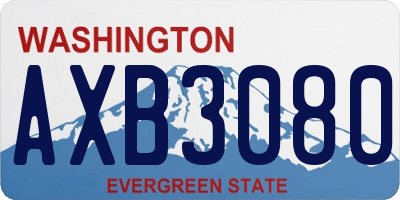 WA license plate AXB3080