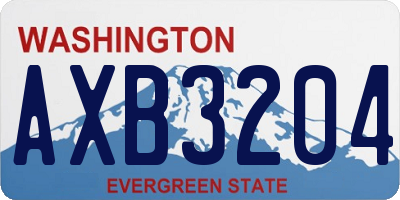 WA license plate AXB3204