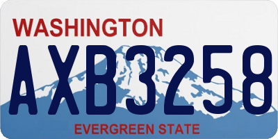 WA license plate AXB3258