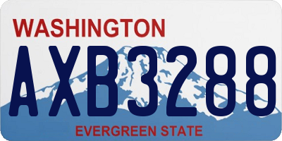 WA license plate AXB3288
