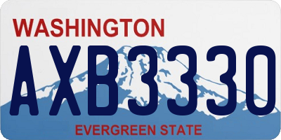 WA license plate AXB3330