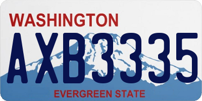WA license plate AXB3335