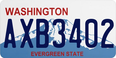 WA license plate AXB3402