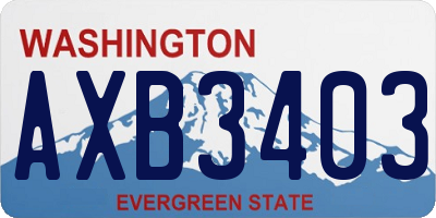WA license plate AXB3403