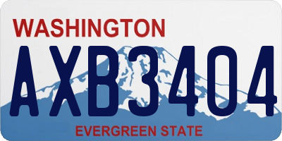 WA license plate AXB3404
