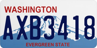 WA license plate AXB3418