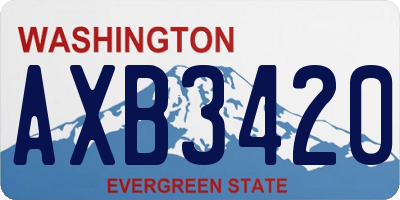 WA license plate AXB3420