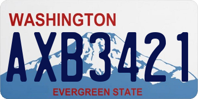 WA license plate AXB3421