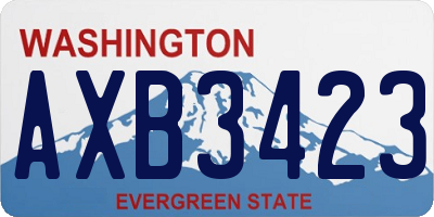WA license plate AXB3423