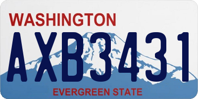 WA license plate AXB3431