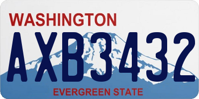 WA license plate AXB3432