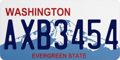 WA license plate AXB3454