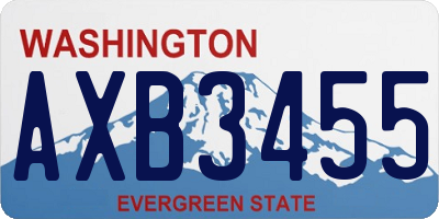 WA license plate AXB3455