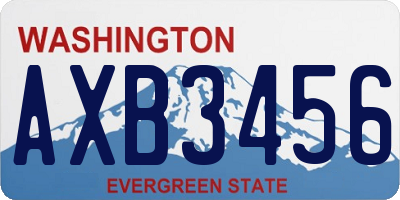 WA license plate AXB3456