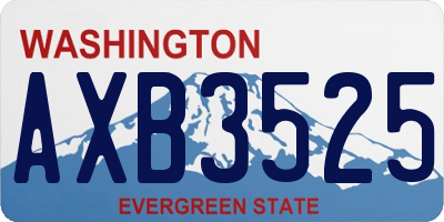 WA license plate AXB3525