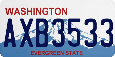 WA license plate AXB3533