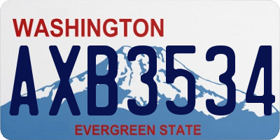 WA license plate AXB3534
