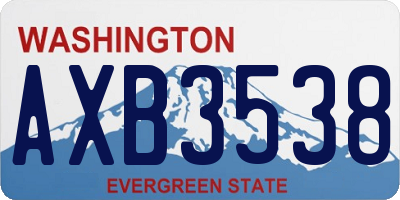 WA license plate AXB3538