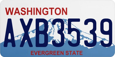 WA license plate AXB3539