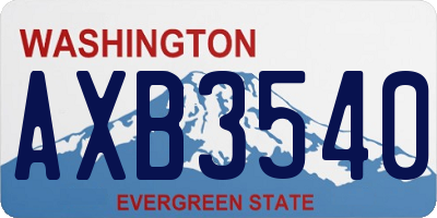 WA license plate AXB3540