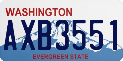 WA license plate AXB3551