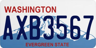 WA license plate AXB3567