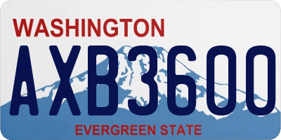WA license plate AXB3600