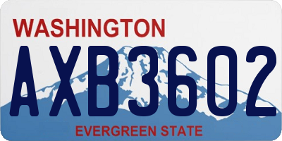 WA license plate AXB3602