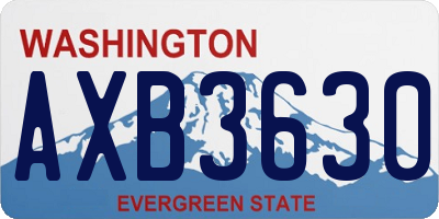 WA license plate AXB3630