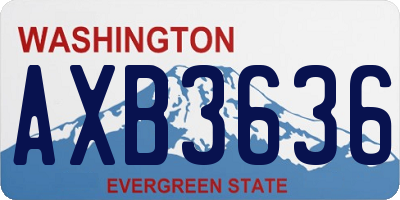 WA license plate AXB3636