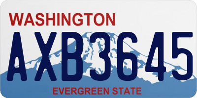 WA license plate AXB3645