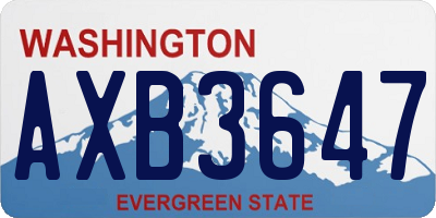 WA license plate AXB3647