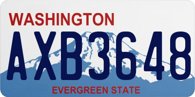 WA license plate AXB3648
