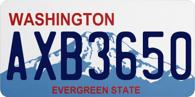 WA license plate AXB3650