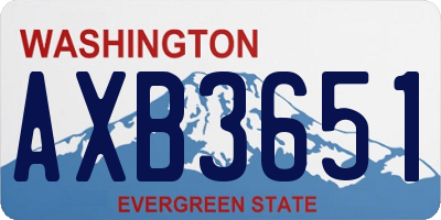WA license plate AXB3651