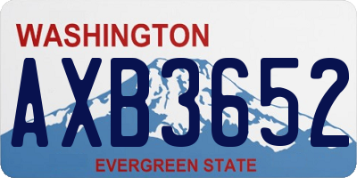 WA license plate AXB3652