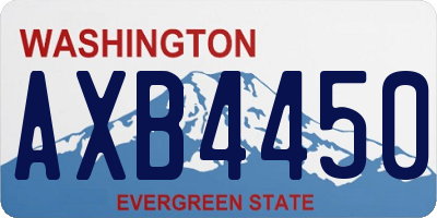 WA license plate AXB4450