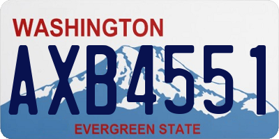 WA license plate AXB4551