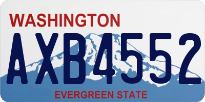 WA license plate AXB4552