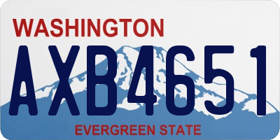 WA license plate AXB4651