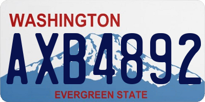 WA license plate AXB4892