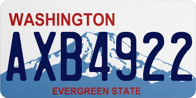 WA license plate AXB4922