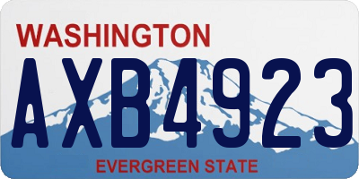 WA license plate AXB4923
