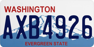 WA license plate AXB4926