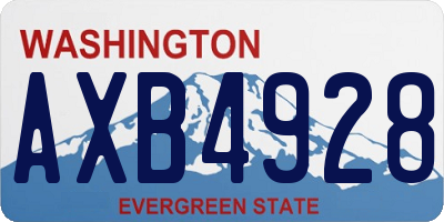 WA license plate AXB4928