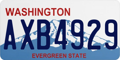 WA license plate AXB4929