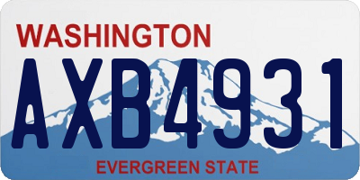 WA license plate AXB4931